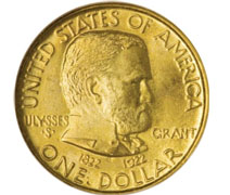 pièce d'un dollar américain en or